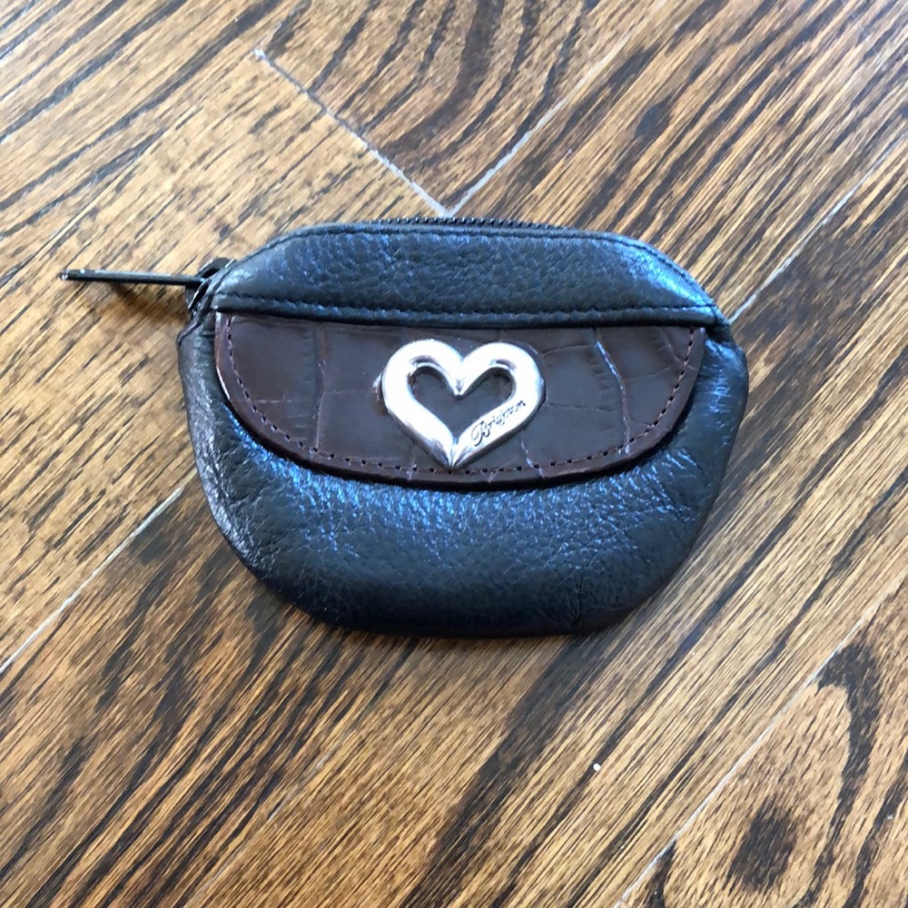 Brighton Black & Brown Leather Zip Coin Bag!